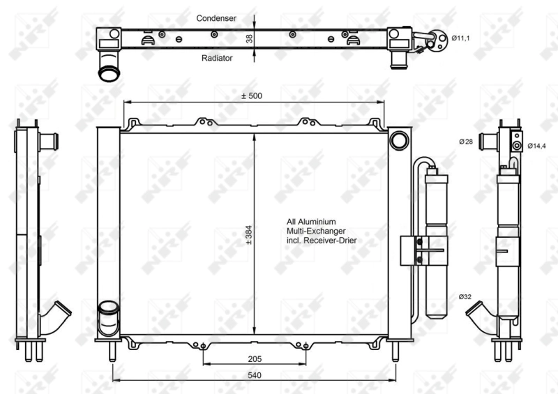 350058 NRF Radiador de aparelho de ar condicionado