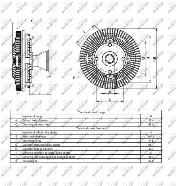 Acoplamento viscoso de ventilador de esfriamento 49417 NRF