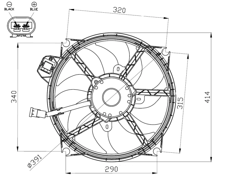 Ventilador elétrico de esfriamento montado (motor + roda de aletas) Renault Fluence  L3