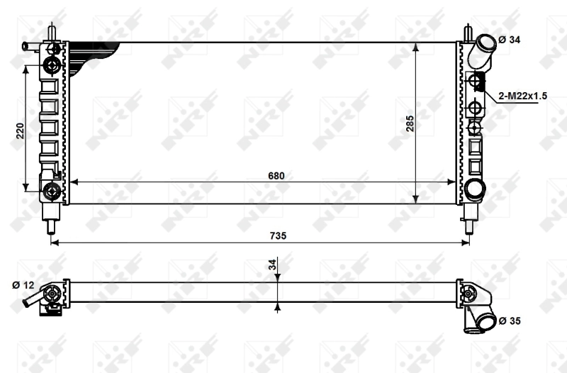 Radiador de esfriamento de motor adicional 50242 NRF