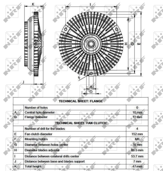 Acoplamento viscoso de ventilador de esfriamento NRF 49565