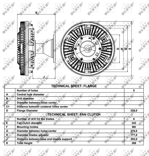 Acoplamento viscoso de ventilador de esfriamento 49015 NRF