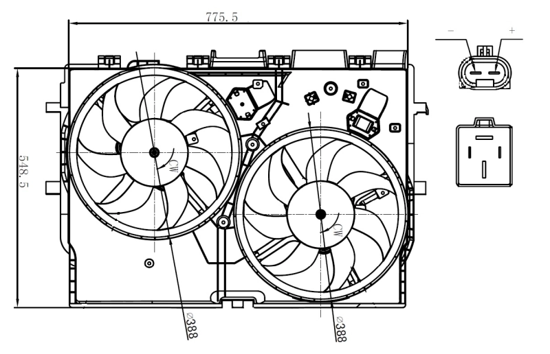 Difusor do radiador de esfriamento, montado com motor e roda de aletas 47866 NRF