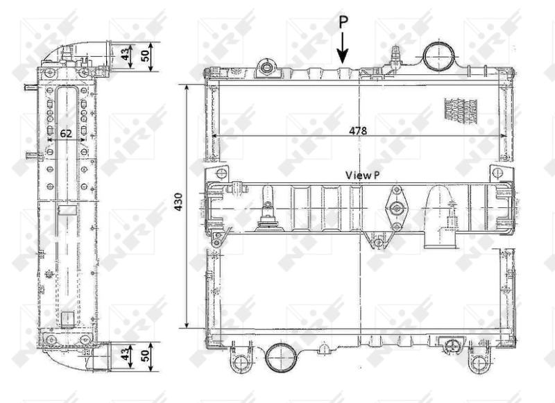 Radiador de esfriamento de motor 503342 NRF