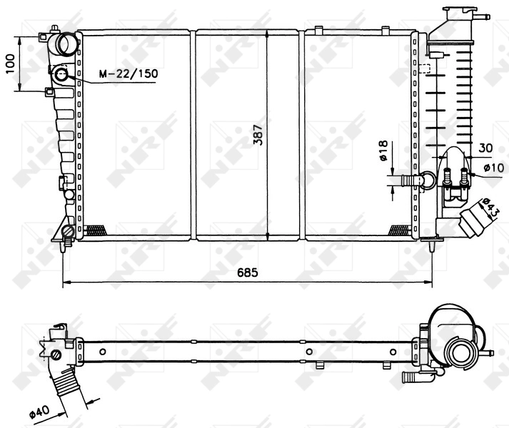 Radiador de esfriamento de motor 50412 NRF
