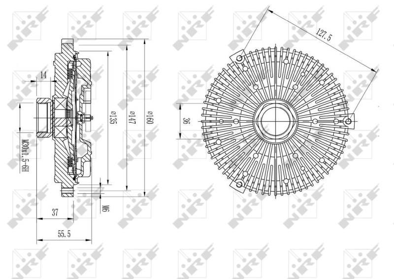  Acoplamento viscoso de ventilador de esfriamento Mercedes ML/GLE SUV (W163) (1998 - 2005) 