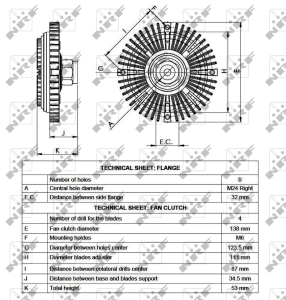  Acoplamento viscoso de ventilador de esfriamento Ford Transit IV plataforma a bordo (T) (1985 - 1992) IV