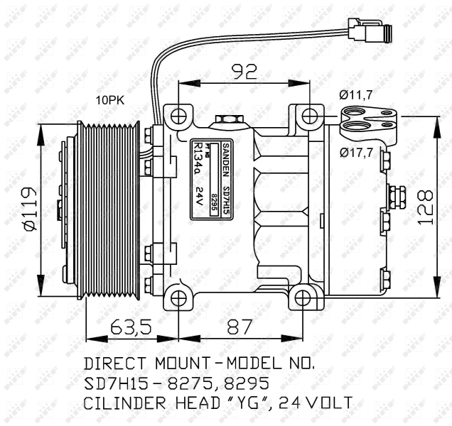  Compressor de aparelho de ar condicionado Renault 19 I сaixa (S53) (1988 - 1992) I