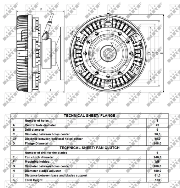 Acoplamento viscoso de ventilador de esfriamento NRF 49160