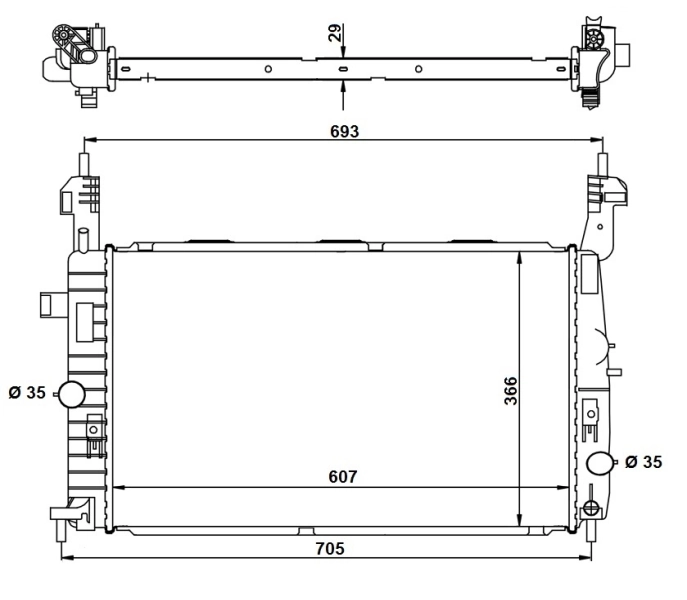 Radiador de esfriamento de motor 53416 NRF