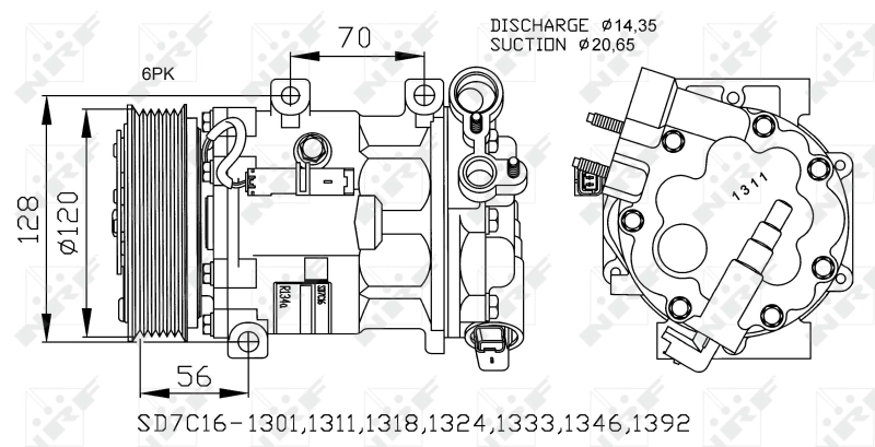 Compressor de aparelho de ar condicionado 32682 NRF