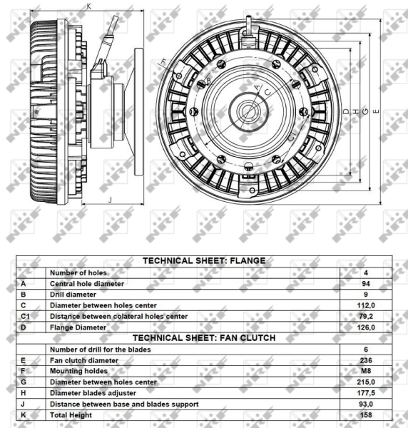 Acoplamento viscoso de ventilador de esfriamento NRF 49108