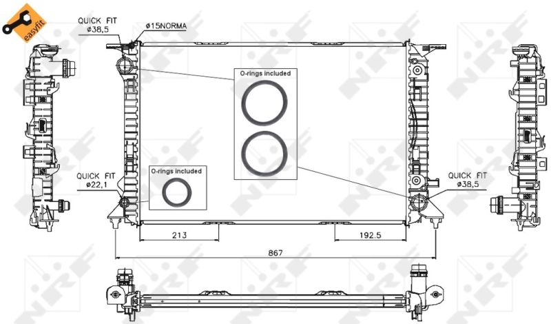 Radiador de esfriamento de motor 53719 NRF