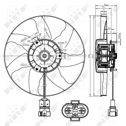 47428 NRF Ventilador elétrico de esfriamento montado (motor + roda de aletas)