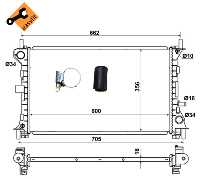  Radiador de esfriamento de motor Ford Ka hatchback (RBT) (1996 - 2008) 