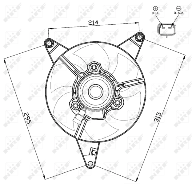 Ventilador elétrico de esfriamento montado (motor + roda de aletas) Fiat Panda I 141A