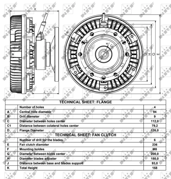 Acoplamento viscoso de ventilador de esfriamento NRF 49002