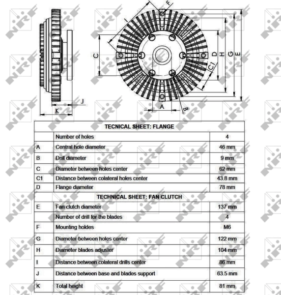  Acoplamento viscoso de ventilador de esfriamento Toyota Hiace II сaixa (H5) (1983 - 1989) II