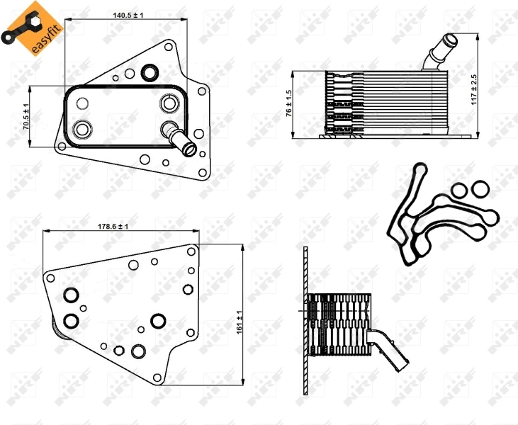 Radiador de óleo (frigorífico), debaixo de filtro 31258 NRF