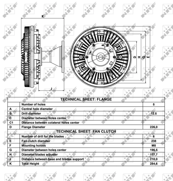 Acoplamento viscoso de ventilador de esfriamento NRF 49017