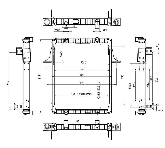 Radiador de esfriamento de motor 52071 NRF