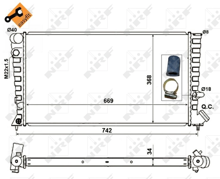 Radiador de esfriamento de motor 519510 NRF