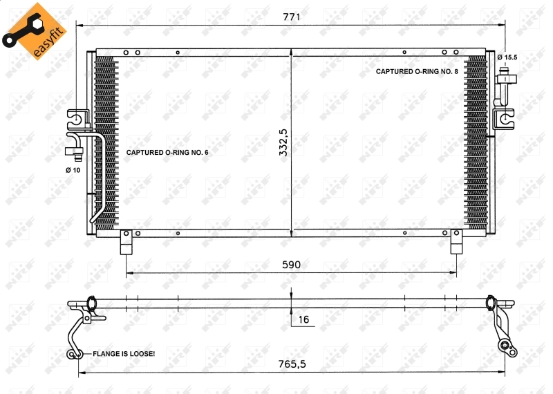 Radiador de aparelho de ar condicionado para Nissan Terrano II R20