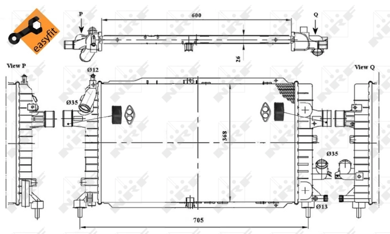 Radiador de esfriamento de motor 53447 NRF