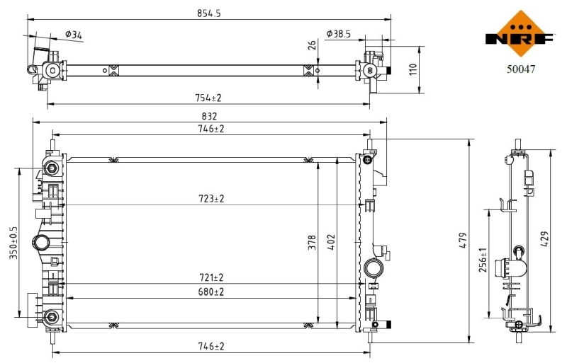 Radiador de esfriamento de motor 39086762 Peugeot/Citroen