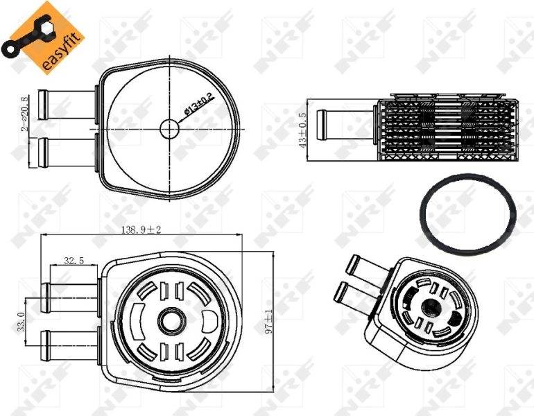 Radiador de óleo (frigorífico), debaixo de filtro 31310 NRF
