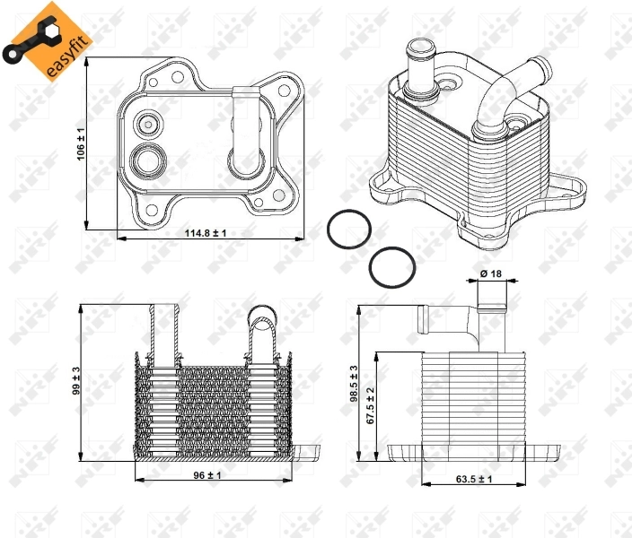 31342 NRF Radiador de esfriamento, Caixa Automática de Mudança