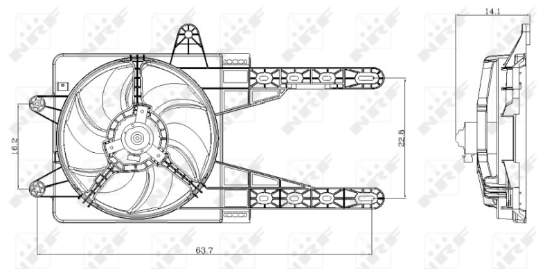 47247 NRF Difusor do radiador de esfriamento, montado com motor e roda de aletas