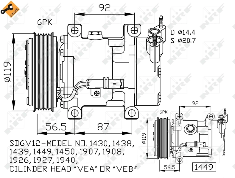 Compressor de aparelho de ar condicionado 32227 NRF