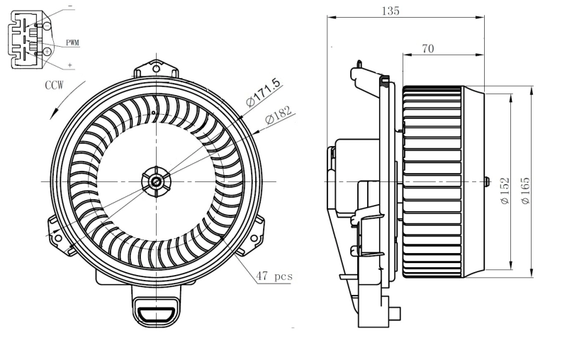 Motor de ventilador de forno (de aquecedor de salão) 34289 NRF