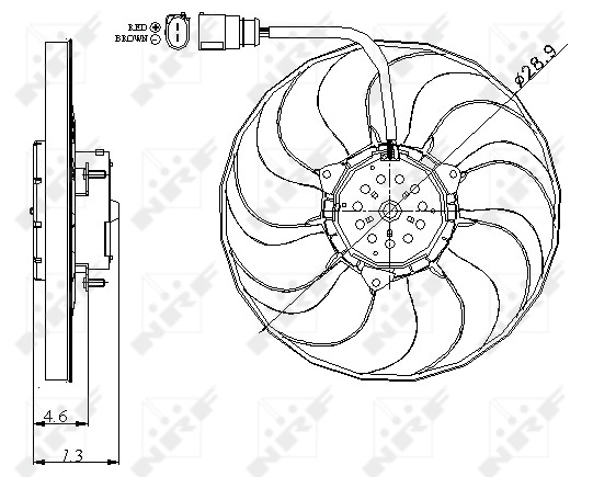 47381 NRF Ventilador elétrico de esfriamento montado (motor + roda de aletas) direito
