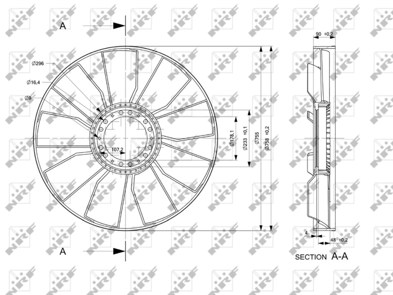 49813 NRF Ventilador (roda de aletas) do radiador de esfriamento