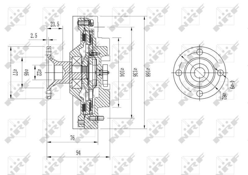 Acoplamento viscoso de ventilador de esfriamento Toyota Land Cruiser PRADO ASIA J12