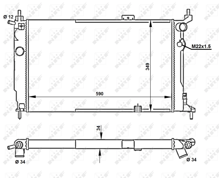 Radiador de esfriamento de motor 52204 NRF
