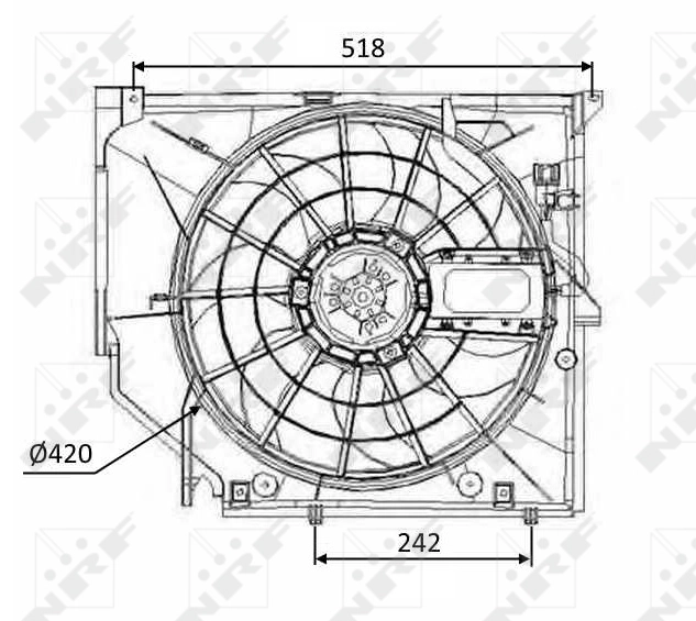 47026 NRF Difusor do radiador de esfriamento, montado com motor e roda de aletas