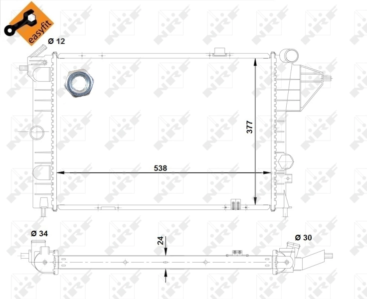 Radiador de esfriamento de motor Ford 1300084