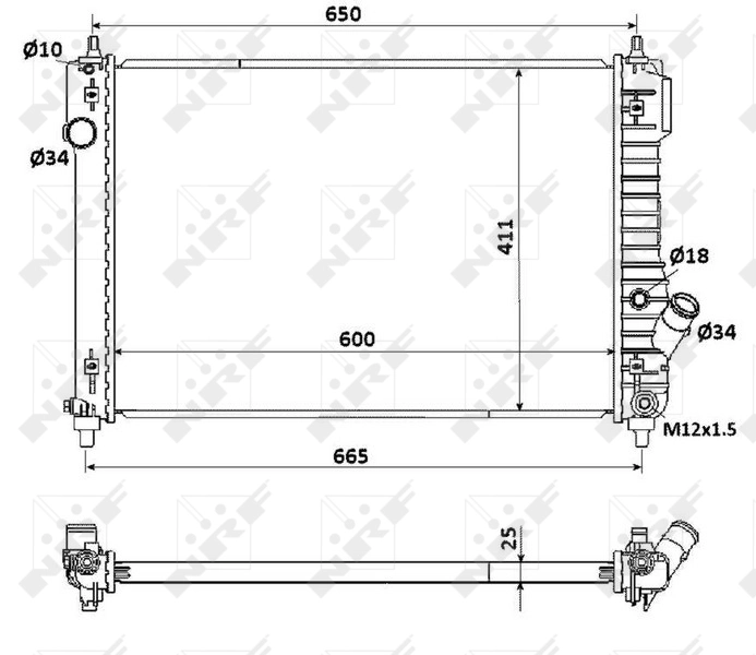 Radiador de esfriamento de motor 95227754 General Motors