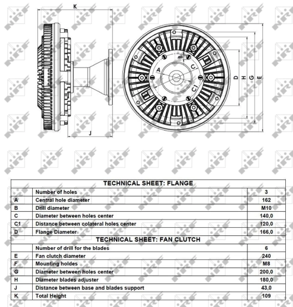 Acoplamento viscoso de ventilador de esfriamento NRF 49069