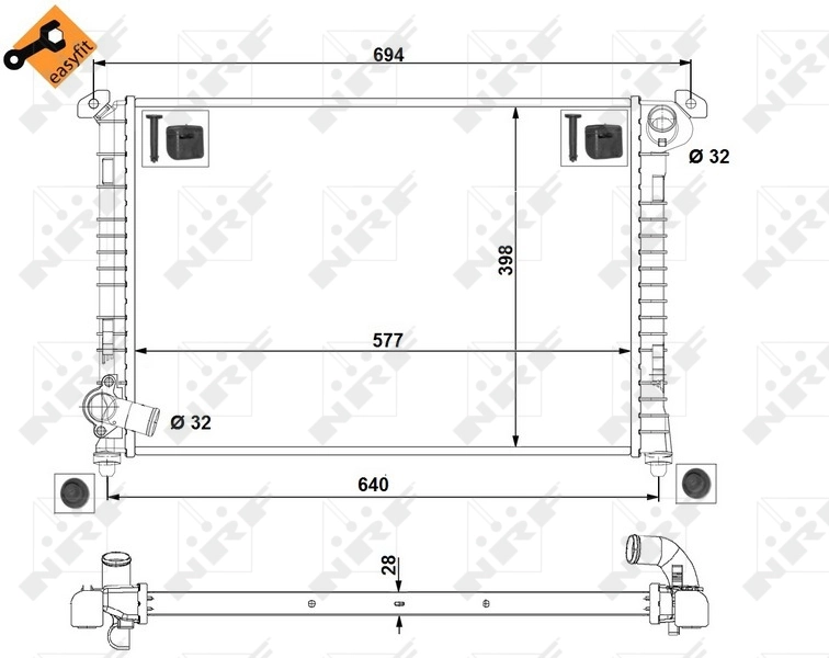 Radiador de esfriamento de motor 53807 NRF