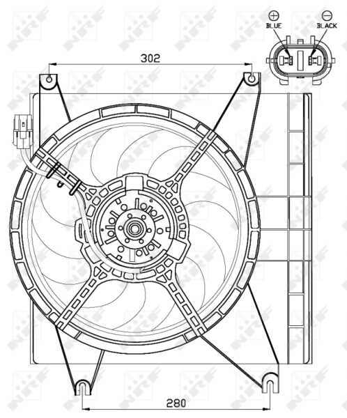 47547 NRF Difusor do radiador de esfriamento, montado com motor e roda de aletas