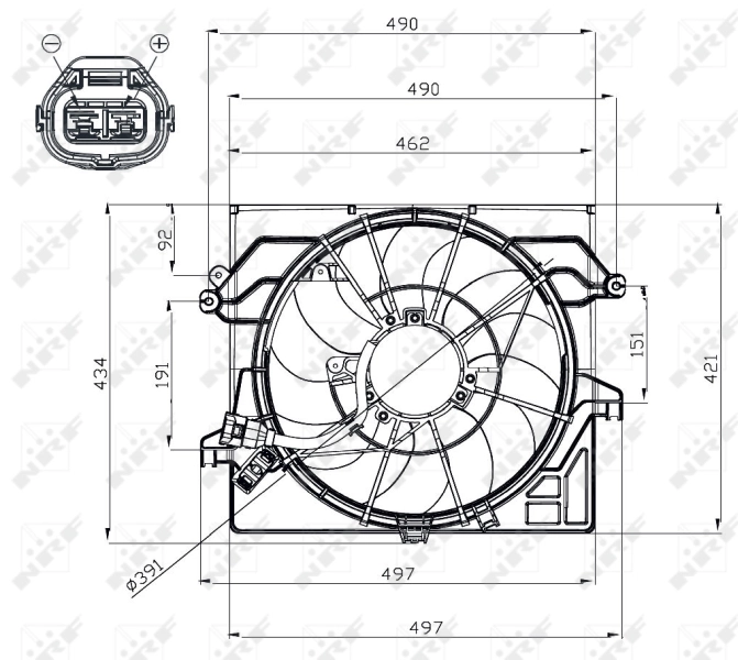 Compre 47482 NRF Difusor do radiador de esfriamento, montado com motor e roda de aletas