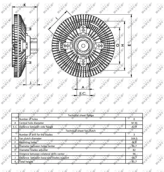 Acoplamento viscoso de ventilador de esfriamento 49405 NRF