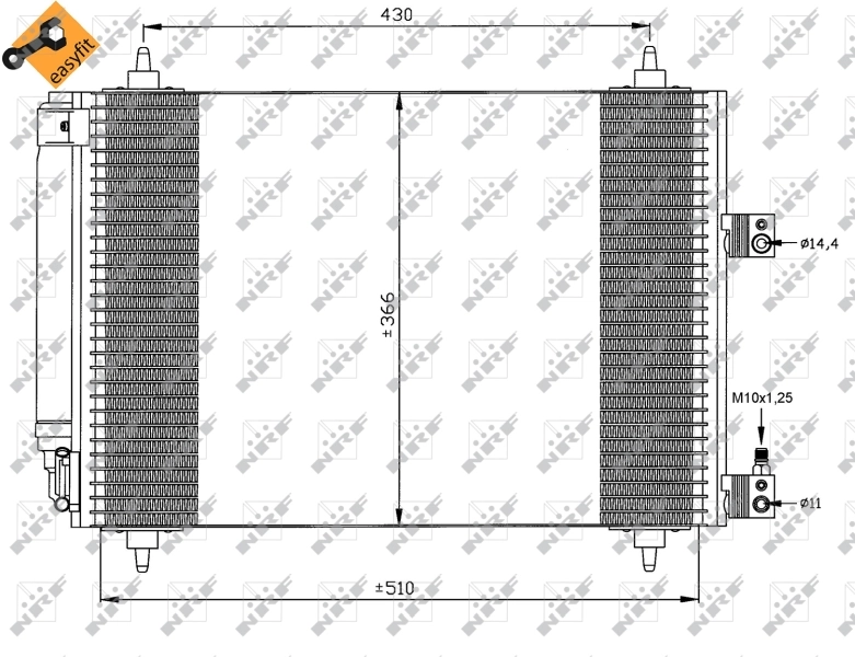 Radiador de aparelho de ar condicionado para Citroen C5 I DC