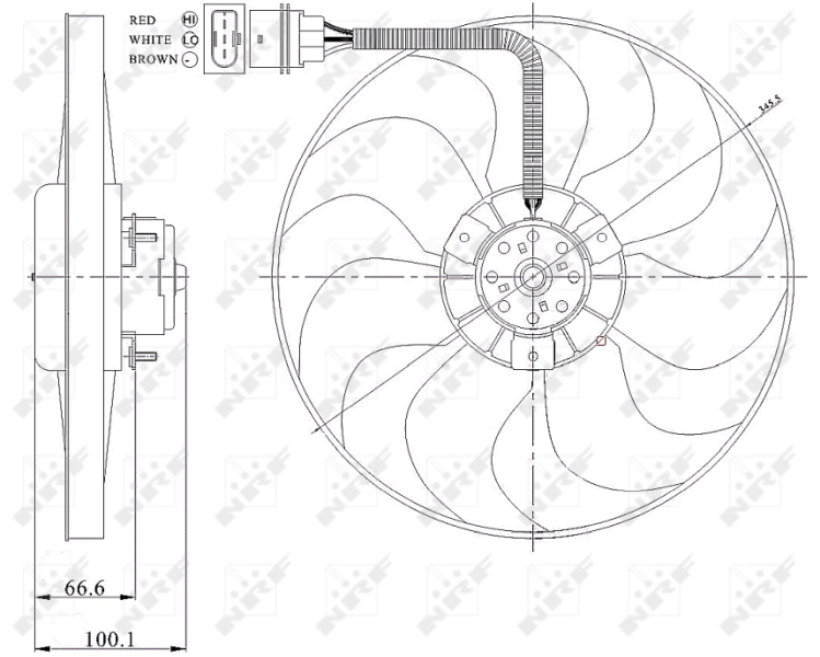 352034 ERA Benelux Ventilador elétrico de esfriamento montado (motor + roda de aletas)