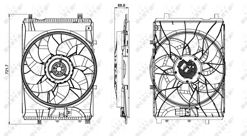 47851 NRF Ventilador elétrico de esfriamento montado (motor + roda de aletas)