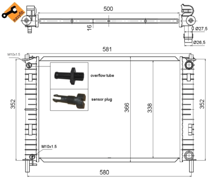 Radiador de esfriamento de motor NRF 58276
